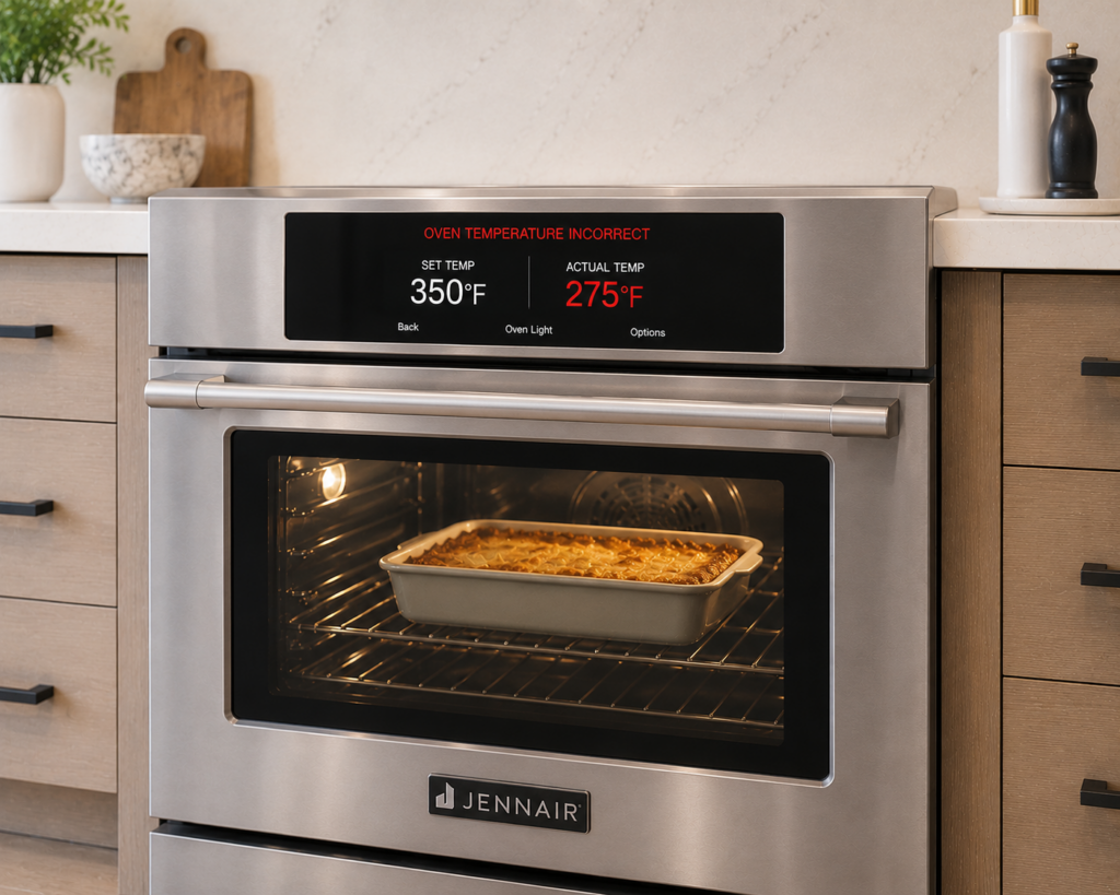 jennair range showing incorrect temperature