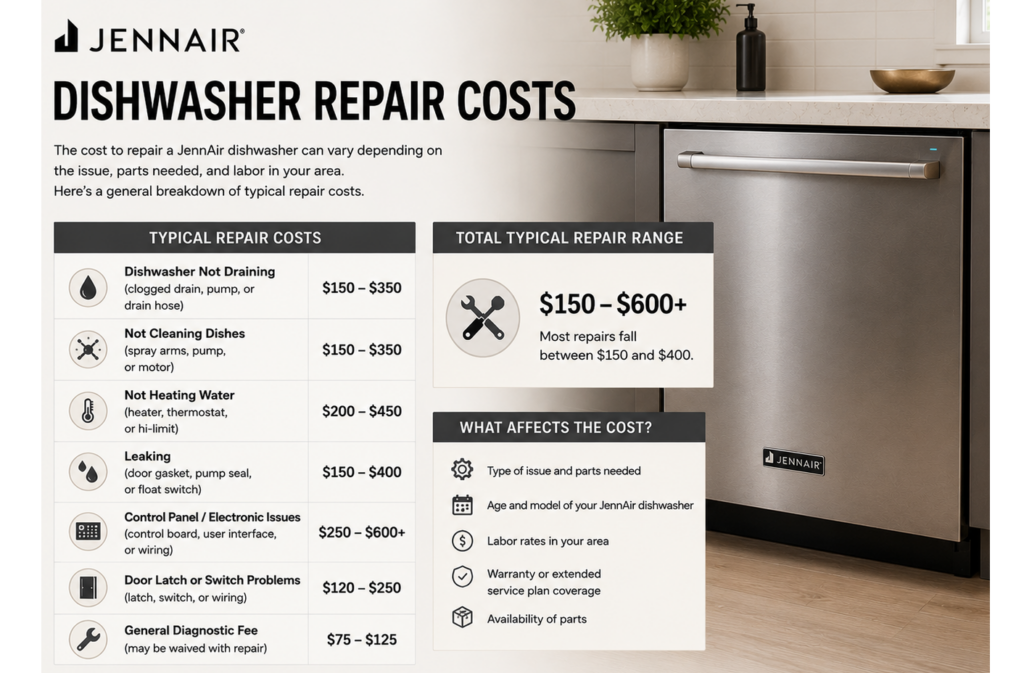 jennair dishwasher repair cost